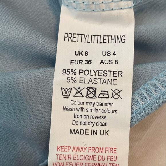 PrettyLitteThings Ruched Bodysuit Dusty Blue Long Sleeve Square Neckline 4 - Picture 8 of 9